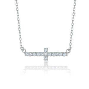 European and American fashion cross necklace women's versatile S925 sterling silver inlaid zircon pendant women's clavicle chain