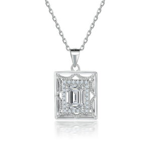 Dreamcatcher square diamond square zircon necklace women's high-end sense European and American style S925 sterling silver eight-pointed star pendant