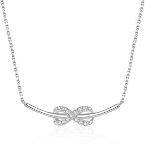 Hot Selling Accessories New 925 Sterling Silver Love Infinity Necklace Women's Niche Design Personality Bow Necklace ins