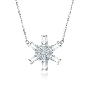 S925 sterling silver six-pointed star zircon star necklace women's niche European and American fashion snowflake pendant sun clavicle chain