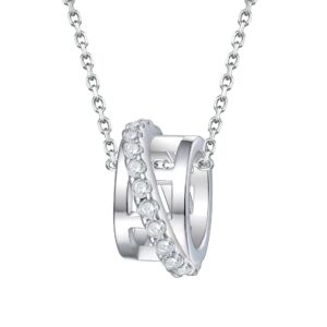 New S925 sterling silver zircon personality necklace women's niche high-end European and American fashion multi-strap ring pendant clavicle chain