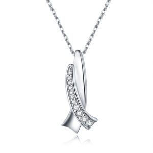 Sterling silver zircon bow necklace simple European and American fashion big brand pendant S925 silver necklaces