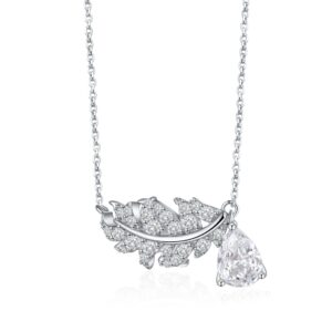 925 sterling silver drop zircon leaf leaf necklace European and American style ins pendant necklace