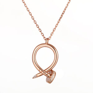 The new cross-border popular European and American fashion S925 silver necklace women's versatile rose gold sterling silver pendant is simple and simple