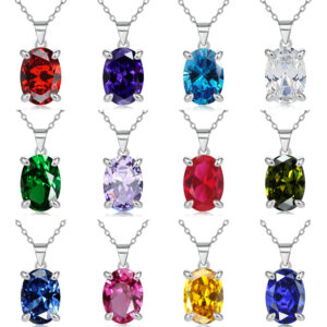 Oval zircon pendant European and American fashion simple 925 sterling silver crystal necklace ins luxury clavicle chain wholesale