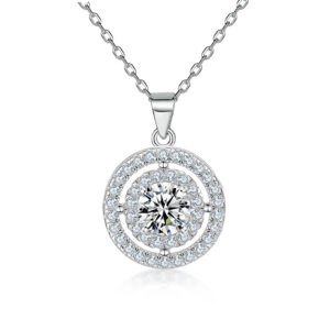 S925 sterling silver zircon necklace European and American style row of diamonds round pendant ins neck sunflower shape silver clavicle chain wholesale