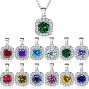 European and American fashion 925 sterling silver color natural stone zircon necklace female minority ins pendant silver clavicle chain wholesale