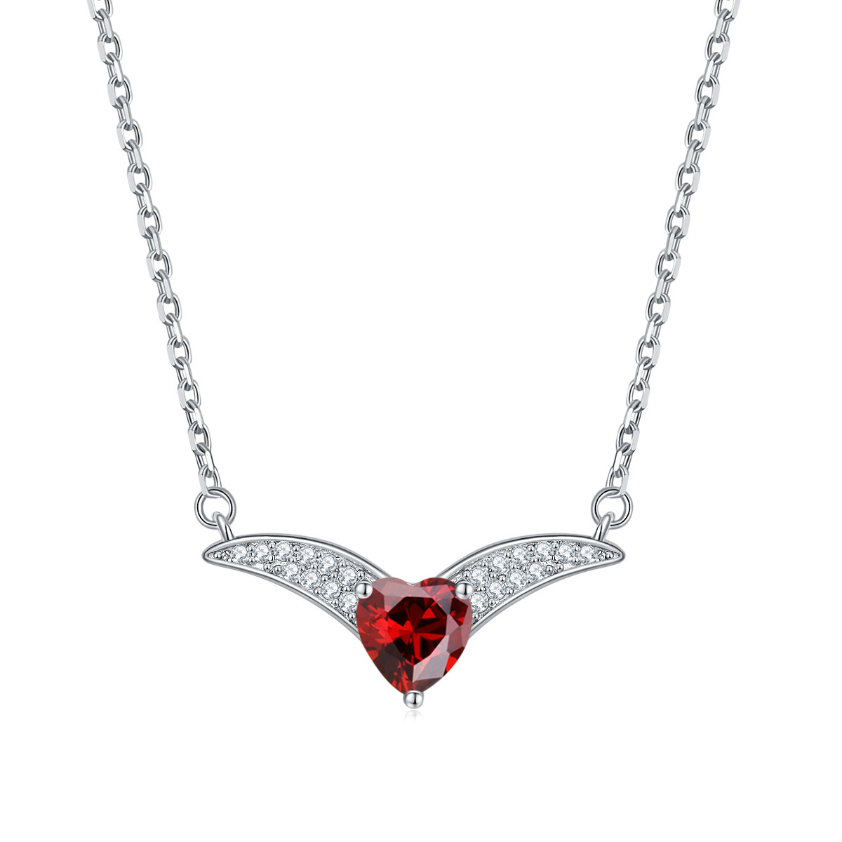 December birthstone emerald heart zircon heart heart necklace female niche s925 sterling silver v-shaped clavicle chain ins - Image 7