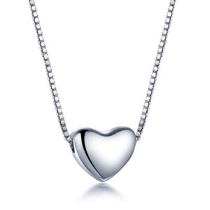 S925 Silver Three-dimensional Heart Necklace Women's Japanese and Korean Simple Fashion Box Chain Pendant Necklace Accessories Wholesale