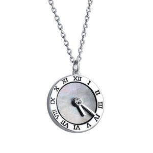 Roman numerals, clock hands, clavicle chain, fashion temperament, s925 sterling silver vintage necklace women's niche necklace