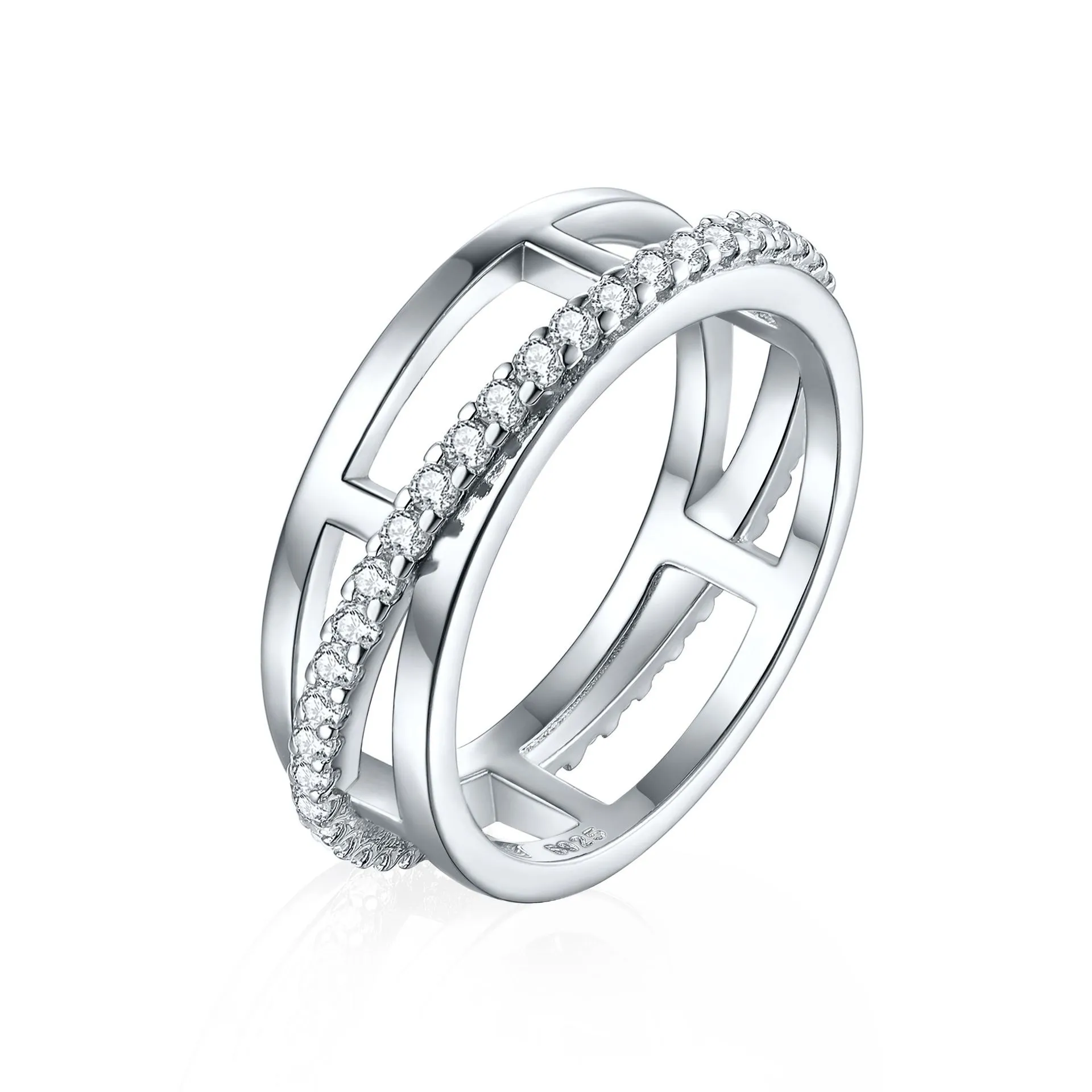 Sterling silver jewelry set three-piece S925 silver stud earrings ring necklace - Image 4