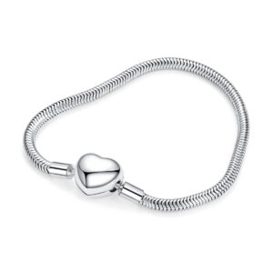 S925 Sterling Silver Love Soft Chain DIY Trend Fashion Heart Shape Hollow Snake Bone Bracelet Wholesale