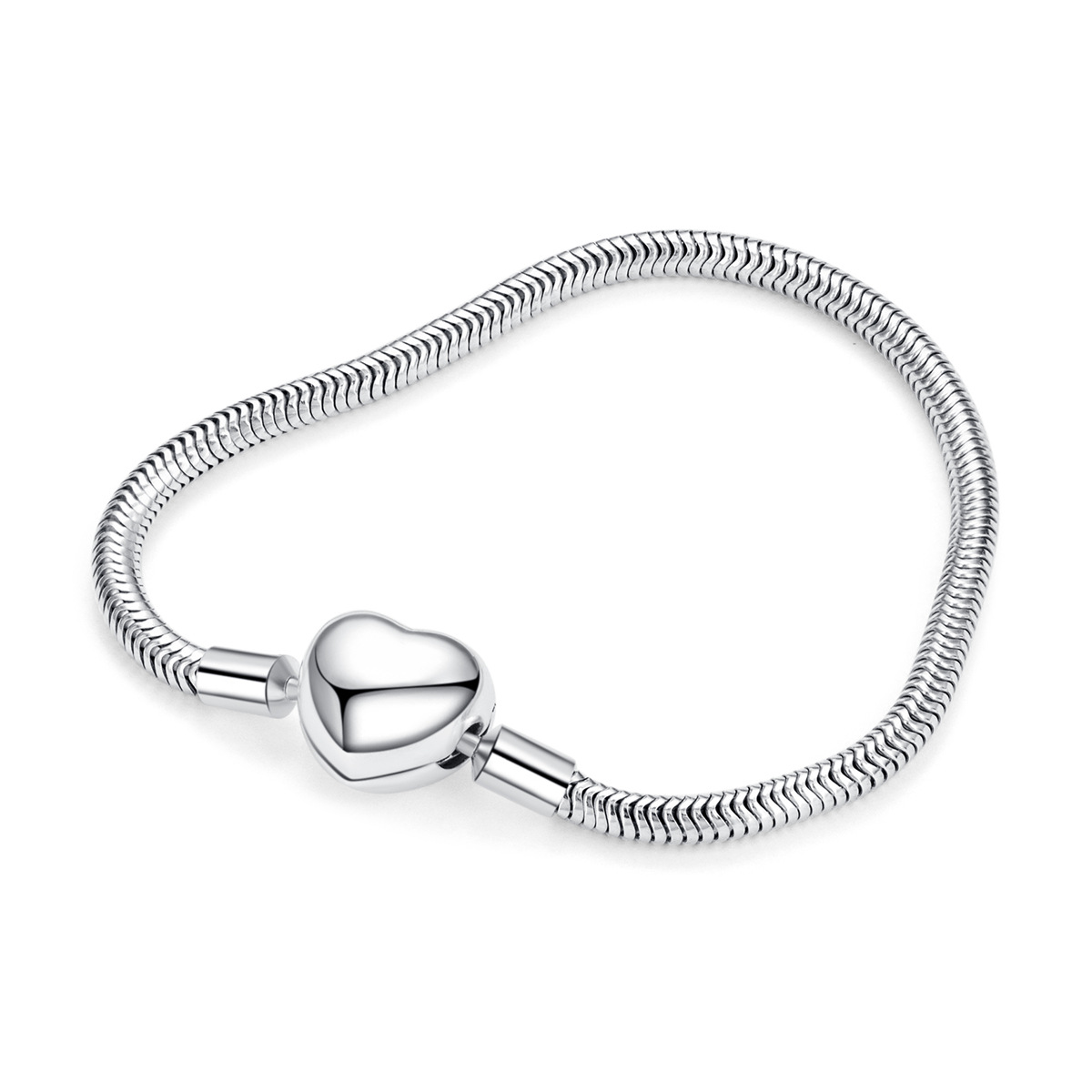 S925 Sterling Silver Love Soft Chain DIY Trend Fashion Heart Shape Hollow Snake Bone Bracelet Wholesale