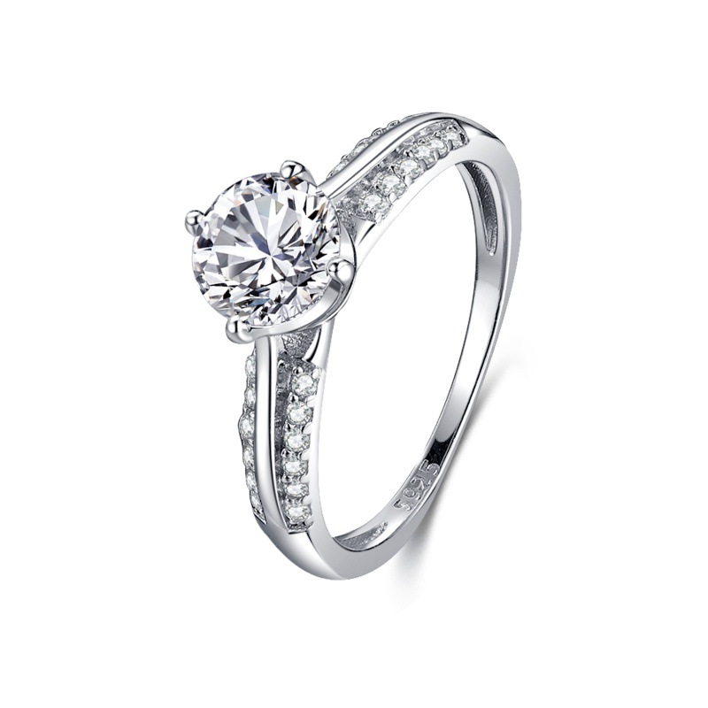 S925 Sterling silver round zircon ring for women
