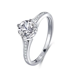 S925 Sterling silver round zircon ring for women