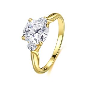 S925 sterling silver round iced cut zirconia gold-plated ring