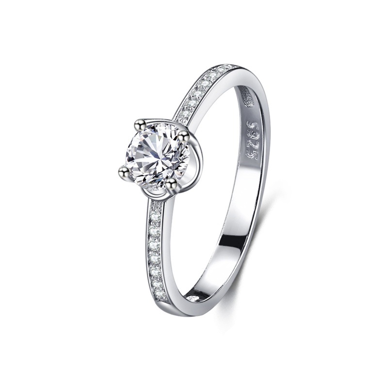 S925 sterling silver round zircon women's ring