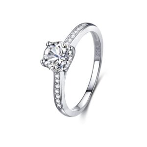 S925 sterling silver ring round snowflake four-claw zircon ring