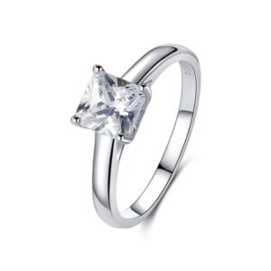 S925 sterling silver square zircon ring princess cube diamond ring four claw ring