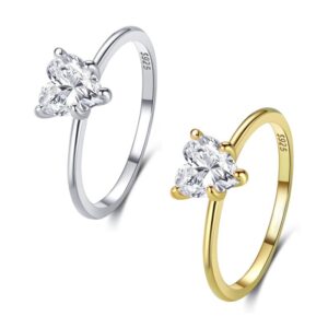 S925 sterling silver ring heart zircon ring