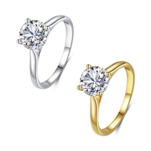 S925 sterling silver four-claw inlaid round zircon ring