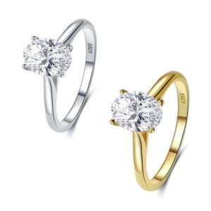 S925 sterling silver inlaid oval zircon ring