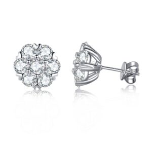 Inlaid stud earrings S925 sterling silver high-end simple temperament petal snowflake earrings light luxury niche gift to girlfriend