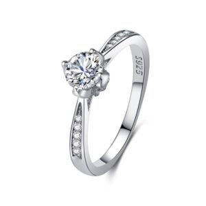 Four-claw zircon ring S925 silver snowflake zircon diamond ring