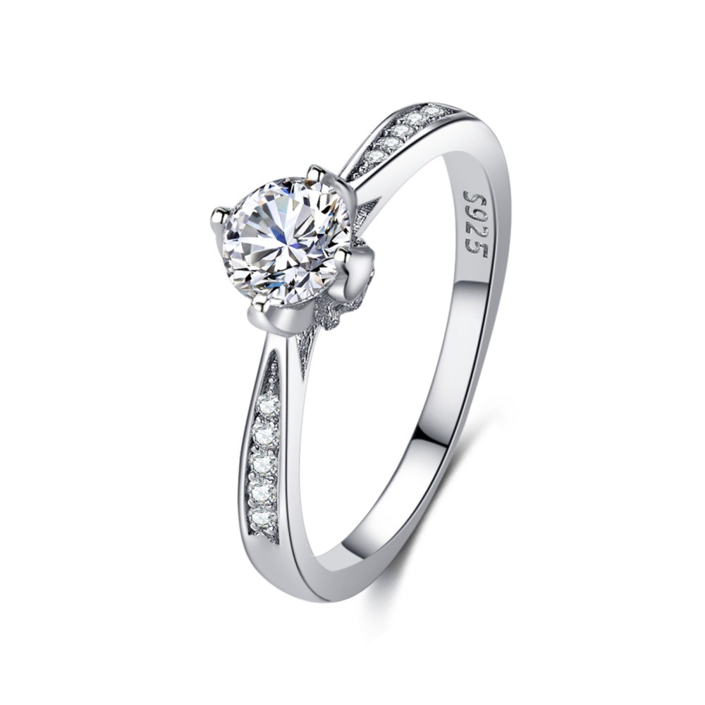 Four-claw zircon ring S925 silver snowflake zircon diamond ring