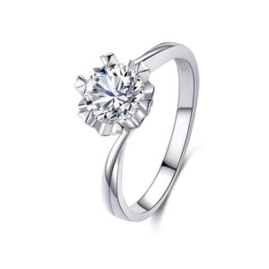 S925 Sterling Silver Ring Round Zircon Ring