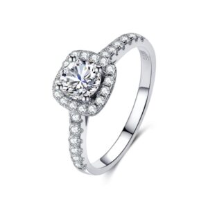 S925 silver classic square zircon ring female micro diamond ring