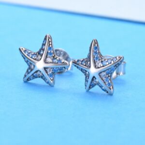 Niche design, high-end temperament, S925 sterling silver, starfish, small stud earrings, women's unique simple earrings, pierced earrings