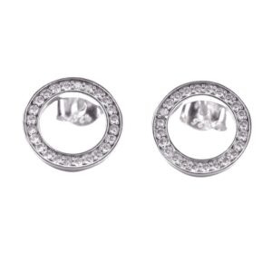 S925 sterling silver simple wind hollow round stud earrings simple creative O-shaped zircon earrings for girls and girls temperament earrings