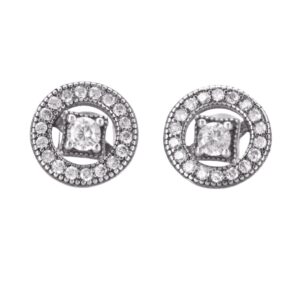 S925 sterling silver fashion round diamond sparkling shirt button stud earrings feminine simple personality fashion earrings