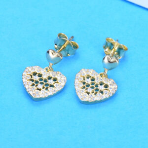 S925 sterling silver heart cutout inlay women stud earrings gold fashion versatile earrings wholesale