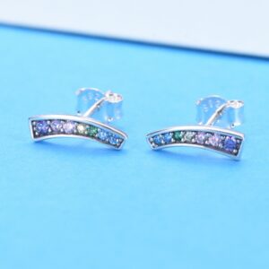 S925 sterling silver colorful arc rainbow women's stud earrings candy color shine zircon earrings one piece hair