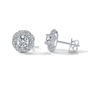 Light luxury inlaid shiny zircon stud earrings women's S925 sterling silver trend fashion versatile earrings women's wholesale