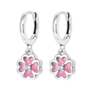 S925 sterling silver circle earrings niche design sense earrings pink heart flower earrings wholesale