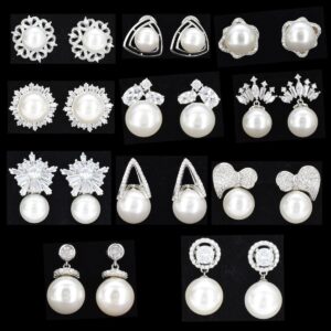 Light luxury temperament pearl earrings diamond stud earrings S925 sterling silver earrings