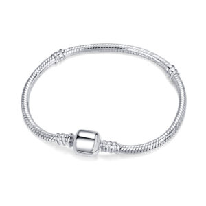 S925 silver bracelet basic chain snake bone chain thread square buckle DIY beads