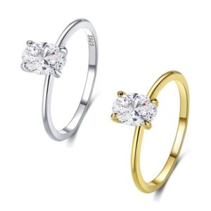 Zircon Ring Women S925 Sterling Silver Four-claw Egg-shaped Ring