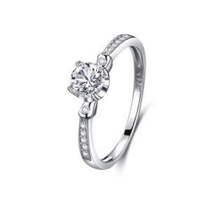 S925 Sterling Silver Round Zircon Ring for Women