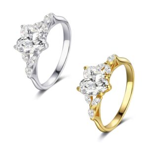 S925 sterling silver love heart zircon ring