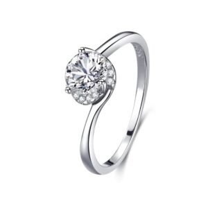 S925 Sterling Silver Zircon Ring Three Prongs Diamond Ring for Women