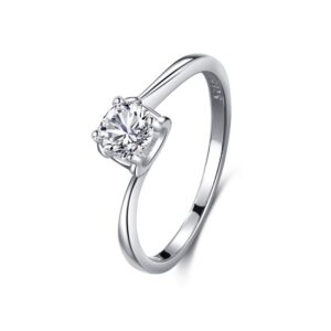 S925 Sterling Silver Four-Prong Zircon Ring for Women