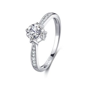 S925 sterling silver all-over diamond 4-prong zircon ring