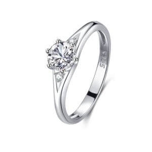 S925 Sterling Silver Zircon Ring Six-Prong Diamond Ring