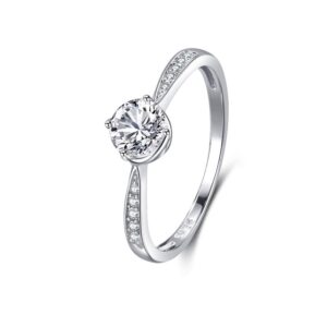 S925 sterling silver four-prong zircon ring for women