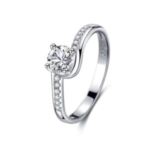 S925 sterling silver all-over diamond 4-prong zircon ring for women