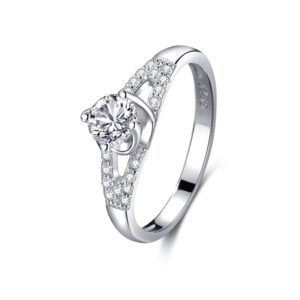 S925 sterling silver round zircon cut-out ring for women